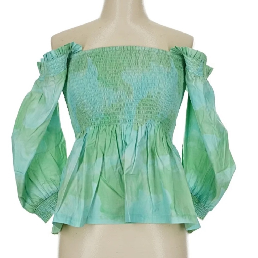 Cecilie Copenhagen Off-Shoulder Blouse - Size Medium - 100% Organic Cotton - NWT